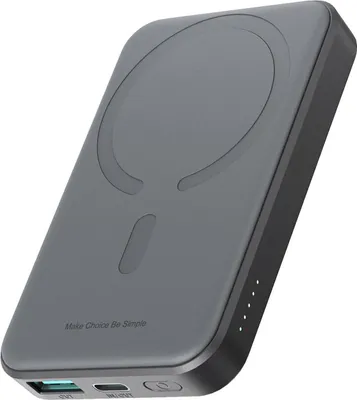 Produktbild von Joyroom Powerbank JR-W020 Mini 5000mAh USB-A USB-C induktiv 20W - schwarz + USB-C / USB-C Kabel