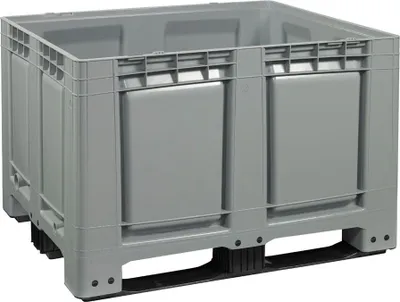 Produktbild von Palettenbox 1200x1000 mm versch. Farben - 3 Kufen - geschlossen : grau Farbe: grau
