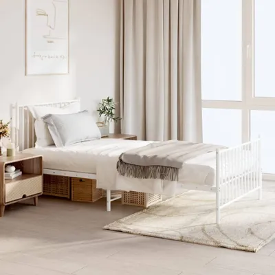 Produktbild von Bettgestell mit Kopf- und Fußteil Metall Weiß 100x200 cm , Klassische Betten Design 2024