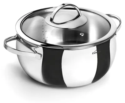 Bauchtopf mit Deckel 24 cm, 6 L, Edelstahl, silber