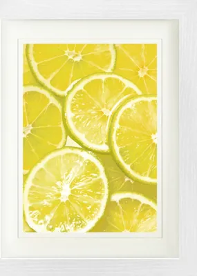 Obrázok produktu pre Umenie varenia Zarámovaný obraz s elegantným paspartou | Nástenné umenie | V ráme - Citrónové plátky (40 x 30 cm)