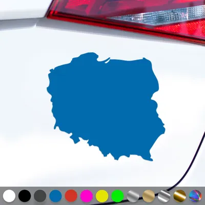 Produktbild von PantherPixel Polen Aufkleber Umriss Karte Kontur Polska Sticker Auto Geschenkidee Farbe Blau