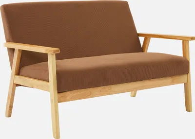 Produktbild von sweeek - 2-Sitzer-Banksofa mit Cord-Bezug, Holzfüße - Braun