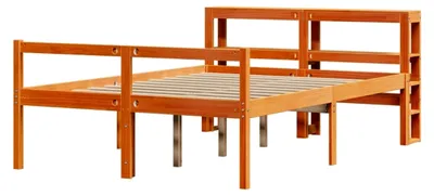 Produktbild von Bettgestell mit Kopfteil ohne Matratze Wachsbraun 135x190 cm