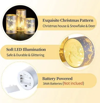 Produktbild von Silberne Kerzenleuchter mit LED-Licht für Tischdeko