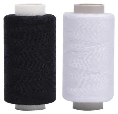 Nähgarn-Set 2 Rollen, 350 m, Polyester, schwarz + weiß
