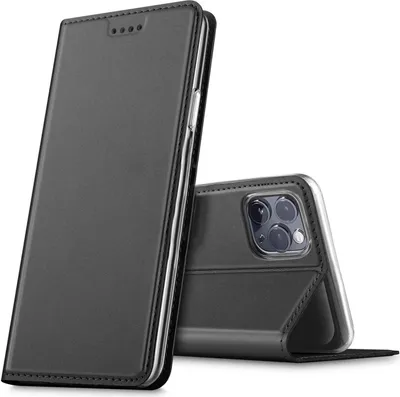 Produktbild von Conie Ultra Slim Klapp Tasche für iPhone 16 Pro Kartenfach Hülle Rundumschutz in Anthrazit / Grau