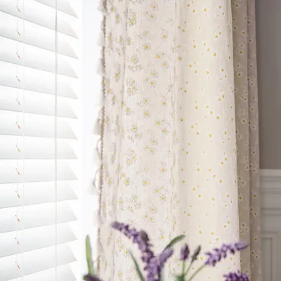 Blumenvorhang 2er-Set 132x160 cm, halbtransparent, Boho-Stil