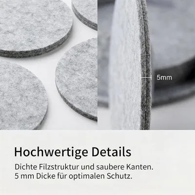 Produktbild von 60 runde Filzuntersetzer, Durchmesser 10 cm, hellgraue Filzuntersetzer, 5 mm dicke Untersetzer für Tassen