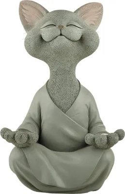 Produktbild von Wunderliche graue Katzen-Buddha-Meditationsstatue für drinnen und draußen, Gartendekoration, Skulptur – Katzenliebhaber-Geschenk für Frauen, Katzenliebhaber, Rasen, Veranda