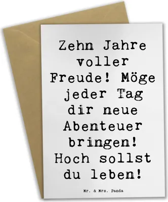 Produktbild von Mr. & Mrs. Panda neujahrskarte Spruch 10. Geburtstag Freude - Weiß - Geschenk, Geburtstagsideen, unvergessliche Momente, Grußkarten, Happy Birthday, osterkarte, Grußkarte