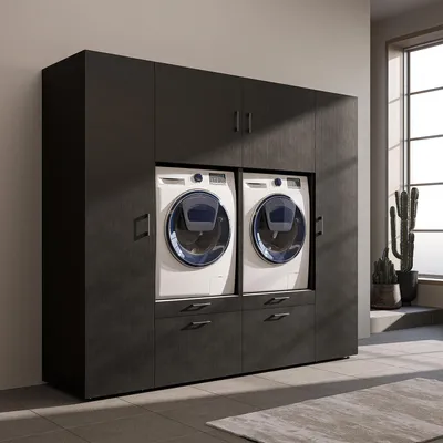 Immagine prodotto di Mobile per lavatrice Roomart, larghezza 224 cm, nero-rovere