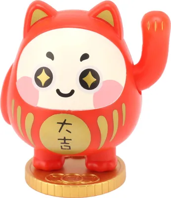 Zdjęcie produktu dla Waving Lucky Cat Solar Powered Decorative Ornament Fortune Cat Figure for Car Home Restaurant Cafe Red