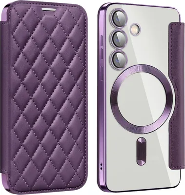 Produktbild von Für Samsung Galaxy S25 Plus 5G 360 Grad Full Body Magsafe RFID Anti Datenklau Kunst Leder Hülle Tasche Lila