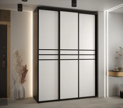 Obrázek produktu pro Šatní skříň YVONA 10 - 180/45 cm, černá / bílá / černá