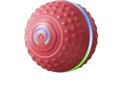 Produktbild von INF Interaktiver Haustierspielball mit LED Licht - Selbstrollend für Hunde & Katzen Rot