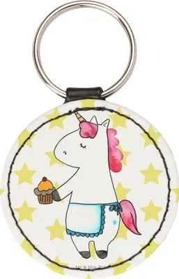 Produktbild von Mr. & Mrs. Panda Schlüsselanhänger Einhorn Muffin - Weiß - Geschenk, mini, Geburtstagsgrüße, Deko, anhänger schlüssel, Taschenanhänger, Bunt, Backen, Unicorn, Geburtstag