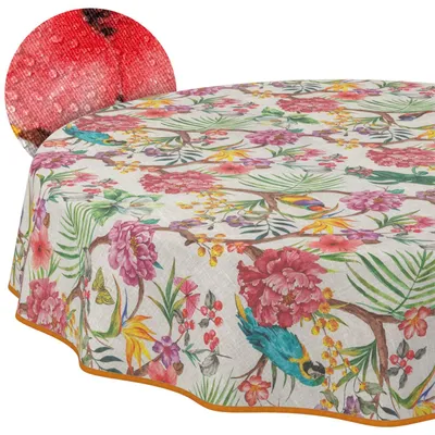 Stofftischdecke abwaschbar wasserabweisend Papagei 120 x 120 cm Bandkante, Hauptbild