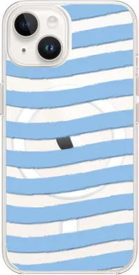 Image de Coque en silicone pour iPhone 14 MagSafe, transparente, bleue