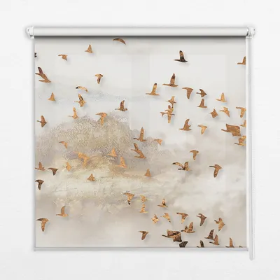 Produktbild von Seitenzug-Rollo Fensterrollo Jalousie - Lichtdurchlässig Springrollos - 80x240 cm - Vogelschwarm