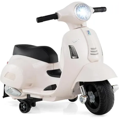 Produktbild von Kinder-Motorrad Vespa 10338, 6 V, mit Stützrädern, LED-Scheinwerfer und Hupe, weiß