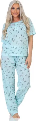 Obrázek produktu pro Dámský pyžamový komplet kalhoty + košile; zelená/XL/42