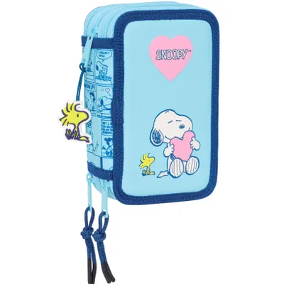 Obrázek produktu pro Penál s příslušenstvím Snoopy Love Blue 12,5 x 19,5 x 5,5 cm 37 kusů