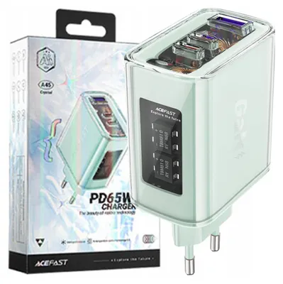 Obrázok produktu pre Acefast Gan 65W rýchla nabíjačka 3 porty (1Xusb, 2Xusb C) zelená