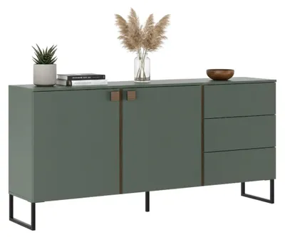 Produktbild von Zimmer - Sideboard, 184x40x86h cm Grün, 3 Schubladen