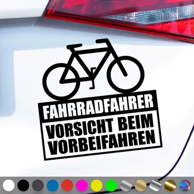 Produktbild von PantherPixel Fahrradfahrer Aufkleber Vorsicht Beim Vorbeifahren Sticker Auto Geschenkidee Farbe Schwarz