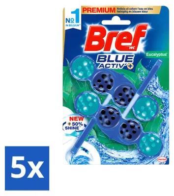 Produktbild von 5 x Bref Blue Activ' WC-Stein - Eucalyptus - Vorteilspackung - 5 Stücke