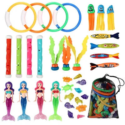 Image de Jeu de jouets de plongée, ensemble de 35 pièces, pour enfants de 4 à 12 ans, de couleurs vives, idéal pour la piscine et la plage