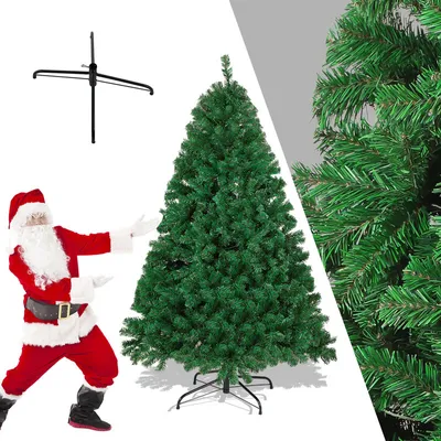 Produktbild von Bettizia 150cm Künstlicher Weihnachtsbaum, Tannenbaum mit Metallständer, Christbaum 488 Spitzen PVC Nadeln, Kunstbaum Weihnachten Klappsystem grün