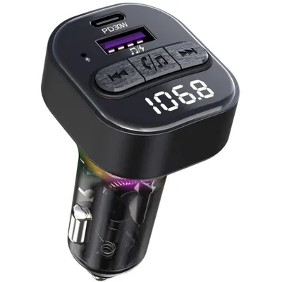 Produktbild von Bluetooth 5.3 FM Transmitter für Auto – Type-C PD 30W & QC3.0 USB – MP3, Freisprechen, LED
