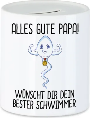 Produktbild von Alles Gute Papa Wünscht Dir Dein Bester Schwimmer Tasse  Vatertag Lustiges Motiv Sohn Geschenkidee Spardose