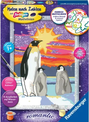 Produktbild von Ravensburger Malen nach Zahlen 20162 - Pinguinliebe - Kinder ab 9 Jahren
