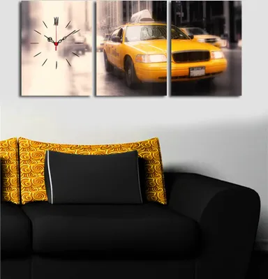 Produktbild von Opviq, 3P3040CS- CLA3608, Bunt, Wanduhren, 96 x 40 cm, 100% Wildleder -Leinwand