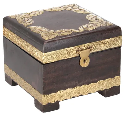 Produktbild von Rustikale Kleine Schatztruhe, Holzschachtel, Schmuck Dose - Modell 11, Braun, 11*13*13 cm, Dosen, Boxen & Schatullen