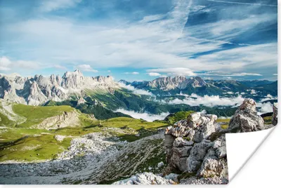 Produktbild von MuchoWow® Poster Alpen - Felsen - Gras 180x120 cm - Fotoplakat