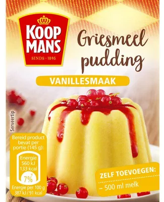 Produktbild von Koopmans Griesmeelpudding Vanillesmaak 80g – Cremiger Vanille-Grießpudding Snack