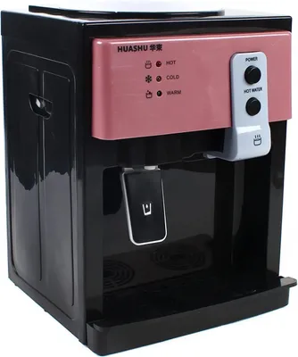 Immagine prodotto di Distributore di acqua elettrico - Mini dispositivo da tavolo, 220V - Acqua calda e fredda - Per uso domestico e in ufficio - Rosa