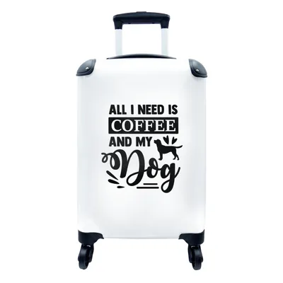 Produktbild von MuchoWow® Koffer Handgepäck Trolley Rollkoffer Kleine Reisekoffer mit 4 Rollen - Hund - Kaffee - Sprichwörter - Cabin Size < 55x40x23 cm & 55x40x20 cm - Fotokoffer - Kabinenkoffer - Boardgepäck - Reise-Box - Reisekoffer - Reisegepäck - Koffer mit Bild - Trolley für Kinder