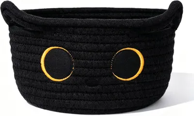 Produktbild von Aufbewahrungskorb Kinder, schwarze Katzenform, 26,5 cm, Spielzeugkorb für Kinderzimmer