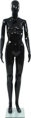Produktbild von vidaXL Weibliche Schaufensterpuppe mit Glassockel Schwarz 175 cm