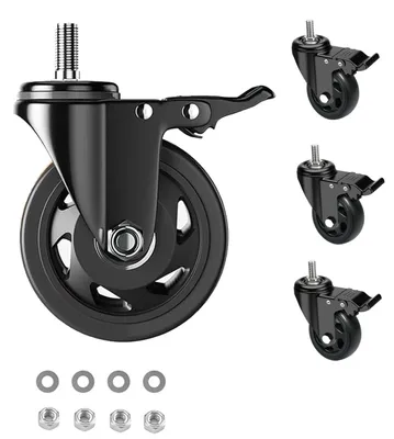 Immagine prodotto di Rotelle per mobili con freno - Rotelle girevoli da 75 mm, per carichi pesanti