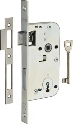 Image de Serrure encastrable à clé pour porte de chambre, axe 50mm, bouts carrés, zingué, 1 clé - THIRARD