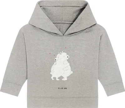 Produktbild von Mr. & Mrs. Panda Organic Baby Hoodie Eisbär Umarmen 24. - 36. Monat - Heather Grey - Geschenk, Kapuzensweatshirt, Lustige Sprüche, Kapuzenshirt