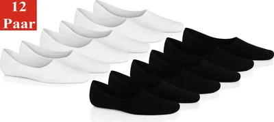 Immagine prodotto di 12 paia di calzini da donna e da uomo - Calzini invisibili per scarpe da ginnastica e sport con silicone antiscivolo, nero/bianco/43-46