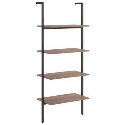 Produktbild von Leiterregal mit 4 Böden Dunkelbraun und Schwarz 64x35x152,5 cm