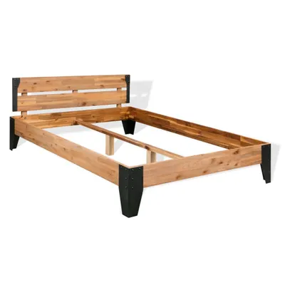 Image de Maison Exclusive - Lit en bois massif d'acacia et acier 152 x 203 cm